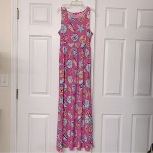 Simply Southern Tropical Print Stretch Maxi Dress Pockets Sz S